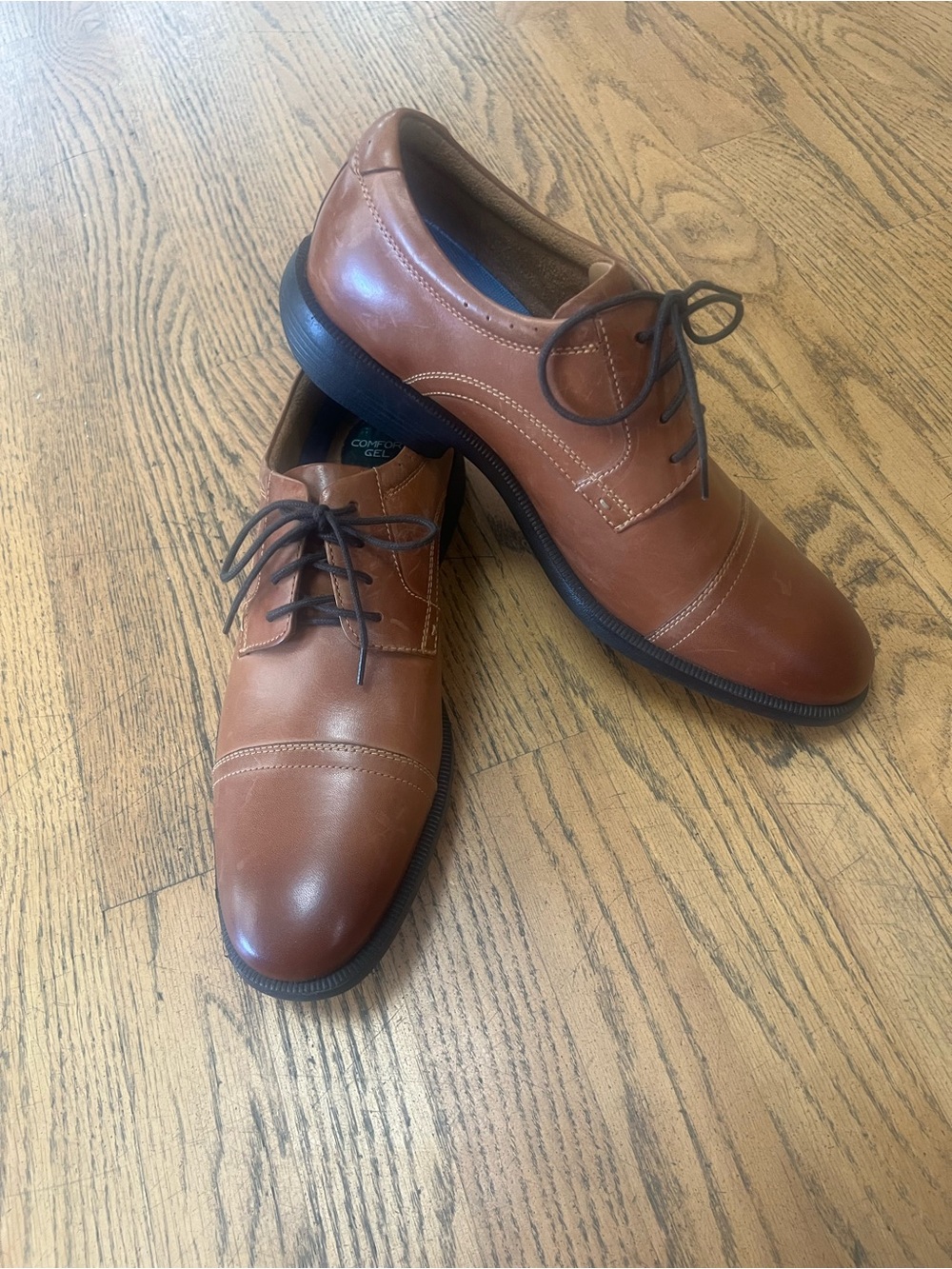 Men's Classic Tan Leather Derby Shoes - Lace-Up Oxfords